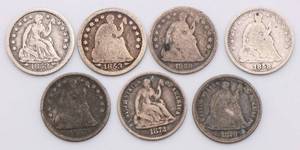 lot 30 image: US Liberty Seated Half Dimes Lot of 7