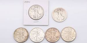 lot 19 image: US Walking Liberty Half Dollar Lot of 6