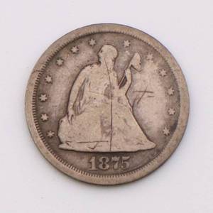 lot 21 image: 1875S Seated Liberty Twenty Cent Piece