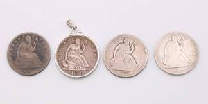 lot 28 image: US Seated Liberty Quarter Lot of 4
