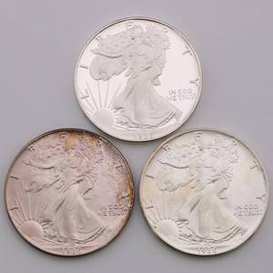 lot 18 image: American Silver Eagle Lot of 3 - 1986-S,1986,1986
