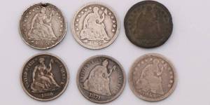 lot 25 image: US Seated Liberty Half Dime Lot of 6