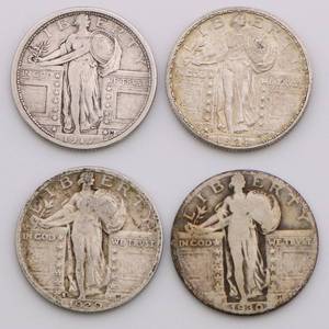 lot 40 image: US Standing Liberty Quarter Lot of 4