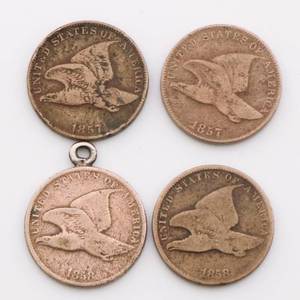 lot 39 image: US Flying Eagle 1 Cent Lot of 4