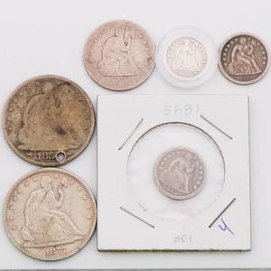 lot 51 image: US Seated Liberty Lot - Dime, Quarter, Half
