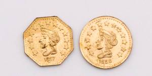 lot 43 image: 1857 & 1858 California Gold 12 Bear Token Reproduction Lot 