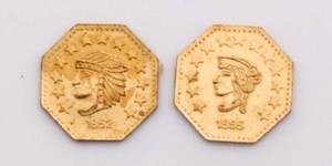 lot 41 image: 1852 &1855 California Gold 12 Bear Token Reproduction Lot 