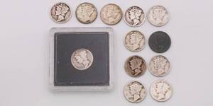 lot 47 image: US Mercury Dime Lot of 12