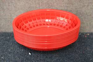 lot 106 image: 12 Pack of red oval serving baskets...
