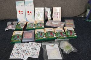 Lot of press on nails, polish, stic...