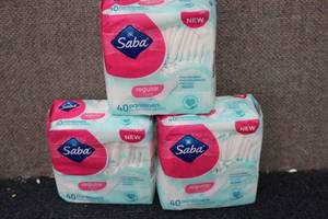 lot 188 image: 3-40 packs of Saba pantiliners...