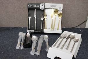 lot 218 image: 3 silverware sets...
