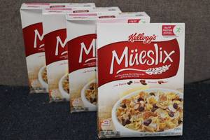 lot 281 image: 4 Boxes of Kelloggs Mueslix Cereal...