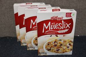lot 285 image: 4 Boxes of Kelloggs Mueslix Cereal...