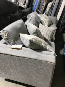 lot 22 image: GREY SOFA WITH LOTS OF PILLOWS