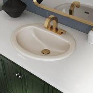 lot 4 image: Lot of  Glacier Bay Aragon 20 in. Drop-In Oval Vitreous China Bathroom Sink in Bone Customer Returns See Pictures