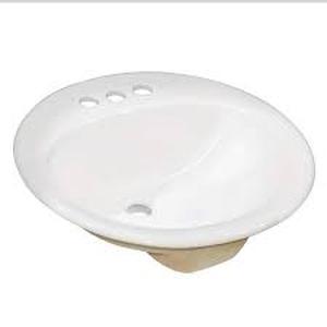 lot 47 image: Glacier Bay 19 in. Drop-In Round Vitreous China Bathroom Sink in White  Customer Returns See Pictures