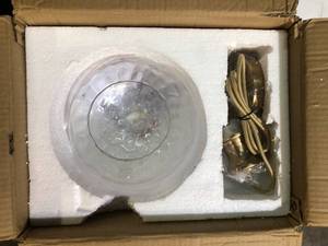 lot 66 image: ADSENSTY 60 -Watt 1-Light Brass Pendant Light with Clear Water Wave Glass Shade Customer Returns See Pictures