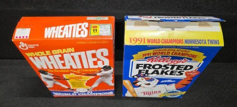 lot 33 image: 1991 Minnesota Twins world series baseball champions (Cereal Boxes)