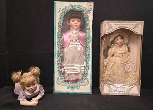 lot 96 image: 3 Porcelain Dolls