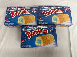 lot 161 image: 3 Packs of Hostess Red, White, and Blue Twinkies