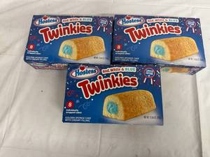 lot 163 image: 3 Packs of Hostess Red, White, and Blue Twinkies