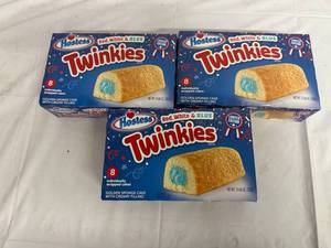 lot 164 image: 3 Packs of Hostess Red, White, and Blue Twinkies
