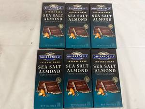 lot 227 image: 6 Ghiradelli Sea Salt Almond Chocolate Bars