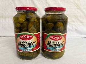 lot 156 image: 2 Jars of Gedney Mini Muncher Pickles