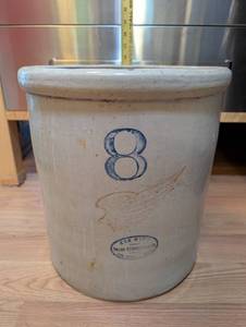 lot 23 image: Red Wing Union Stoneware 8 Gallon Crock with Wing Logo