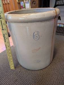 lot 26 image: Red Wing Union Stoneware Company 6 Gallon Crock with Handles