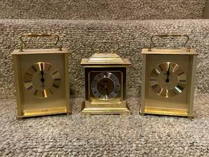 lot 551 image: Set of 3 Vintage Brass Carriage Clocks Assorted Brands