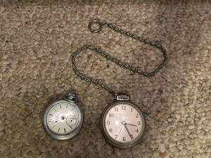 lot 632 image: Elgin and Westclox Pocket Watch Set with Chains