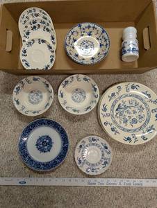 lot 660 image: Collection of Blue and White Porcelain Plates, Bowls, and Accessories