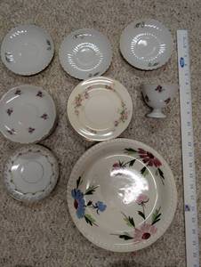 lot 662 image: Collection of Vintage Floral China Saucers and Cup Assorted Patterns