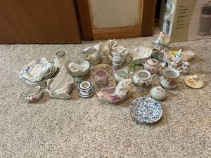 lot 675 image: Collection of Vintage Miniature Porcelain Tea Sets and Decorative Dishes