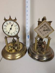 lot 748 image: Pair of Vintage Anniversary Clocks with Brass Bases
