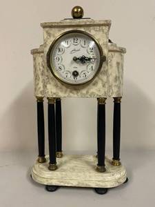 lot 778 image: Schmid 8 Day Mantel Clock with Marble Pattern and Black Columns