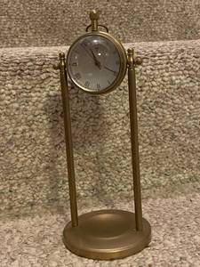 lot 782 image: Vintage Brass Table Clock with Mechanical Movement
