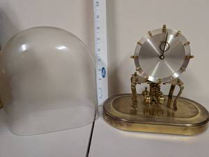 lot 783 image: Kundo Kieninger & Obergfell Brass Anniversary Clock with Glass Dome