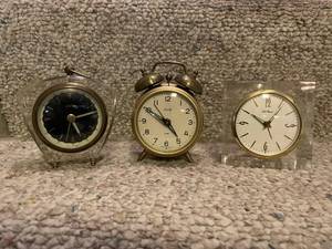 lot 789 image: Lot of 3 Vintage Alarm Clocks Seth Thomas and Bentz German Made