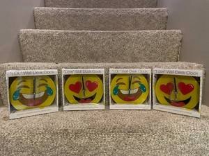 lot 793 image: Set of 4 Emoji Wall-Desk Clocks, Unopened Packaging