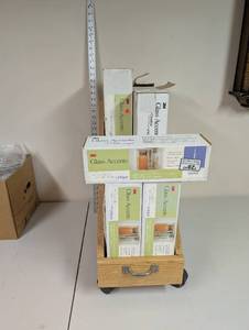 lot 916 image: Lot of  3M Glass Accents Etched Sidelight Film Kits with Wood Storage Organizer