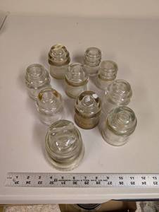 lot 917 image: Lot of 9 Vintage Glass Electrical Insulators