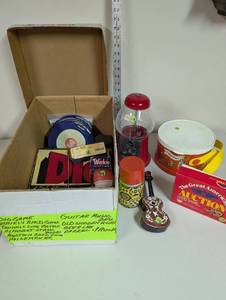 lot 924 image: Vintage Toys and Games Lot with Guitar Music Box, Card Game, and More