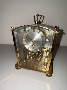 lot 583 image: Vintage Brass Anniversary Glass Dome Mantel Clock