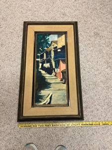 lot 653 image: Framed Original Street Scene Oil Painting by Rosemary Fausbaugh
