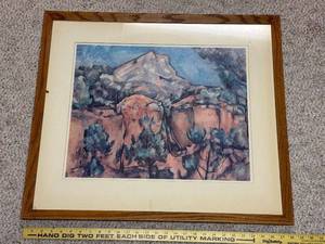 lot 656 image: Framed Landscape Print with Wood Frame and Mat, 18x22 Inches