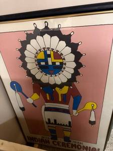 lot 682 image: Framed Inter-Tribal Indian Ceremonial Poster Artwork