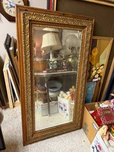 lot 700 image: Large Ornate Wall Mirror with Gold Tone Wood Frame